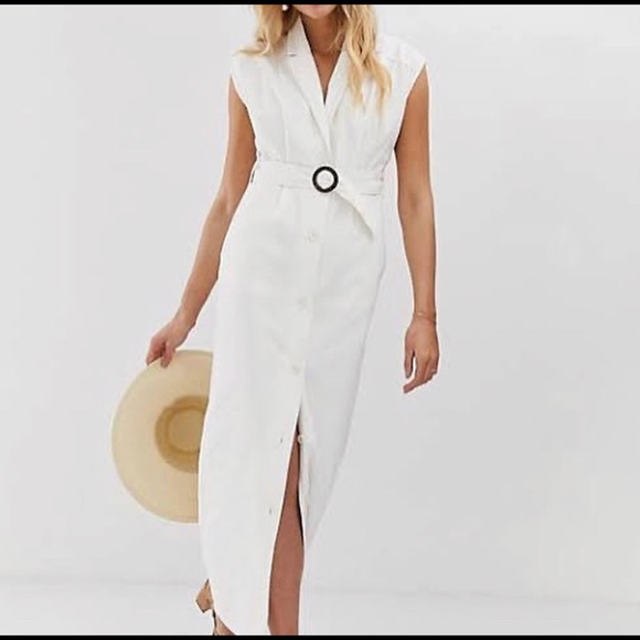 ASOS Dresses & Skirts - ASOS Tall white denim maxi shirt dress size 12.